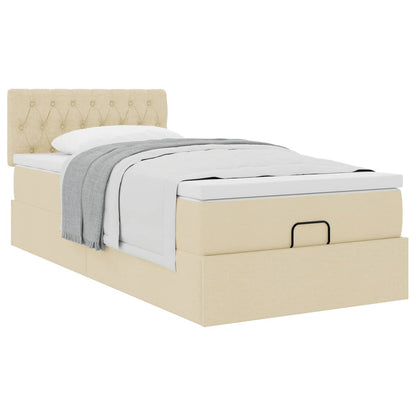vidaXL Lit ottoman avec matelas Crème 100x200 cm Tissu