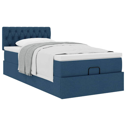 vidaXL Lit ottoman avec matelas Bleu 100x200 cm Tissu