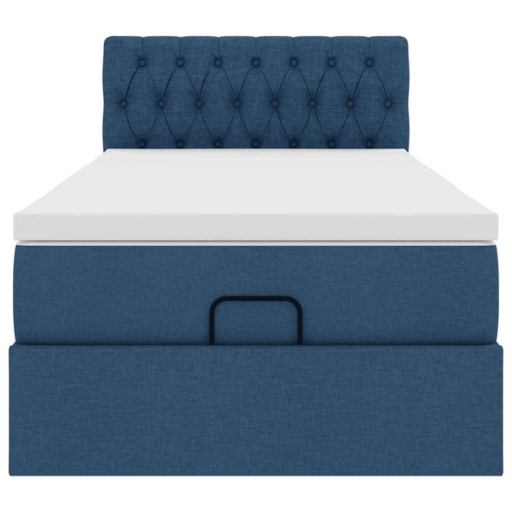 vidaXL Lit ottoman avec matelas Bleu 100x200 cm Tissu