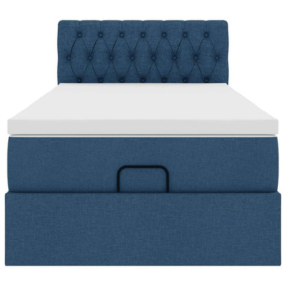 vidaXL Lit ottoman avec matelas Bleu 100x200 cm Tissu