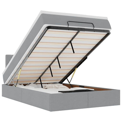 Ottoman-Bett mit Matratze Hellgrau 120x190 cm Stoff