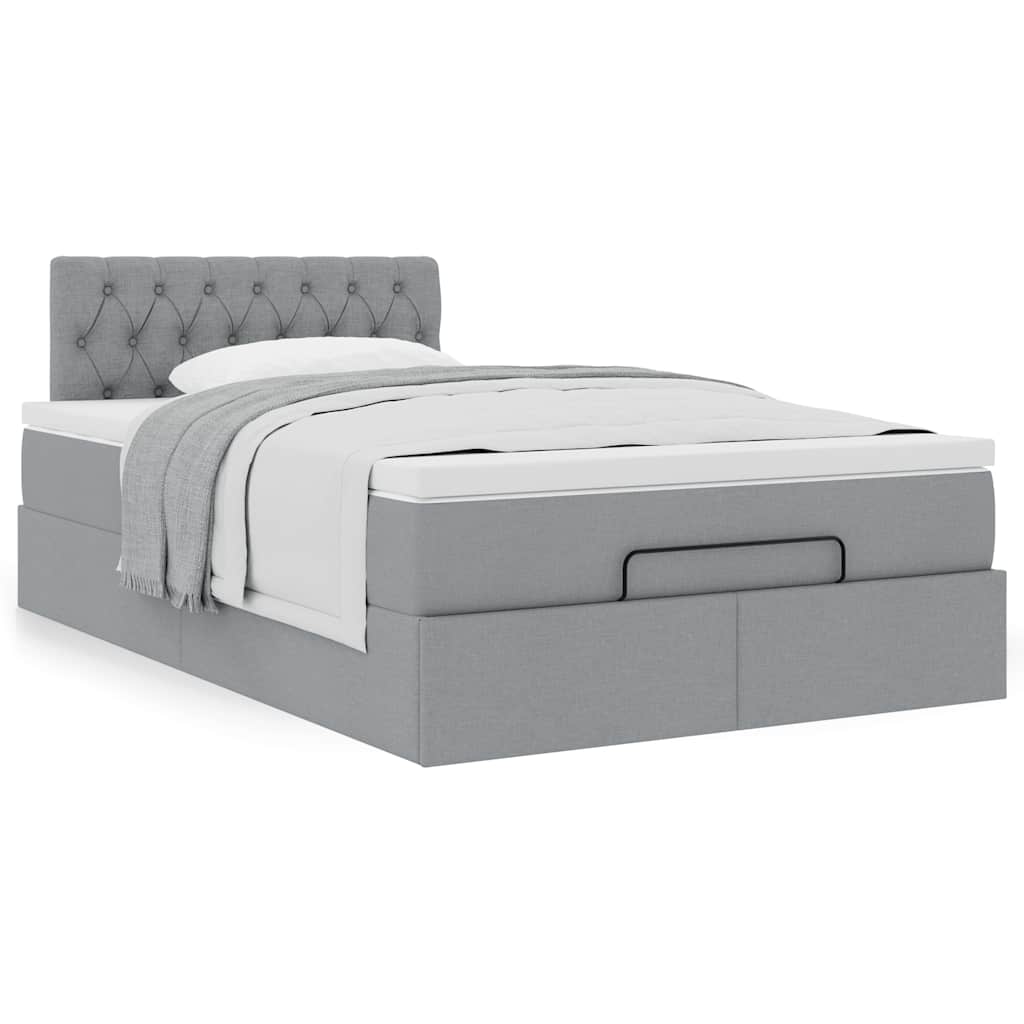 vidaXL Lit ottoman avec matelas Gris clair 120x190 cm Tissu