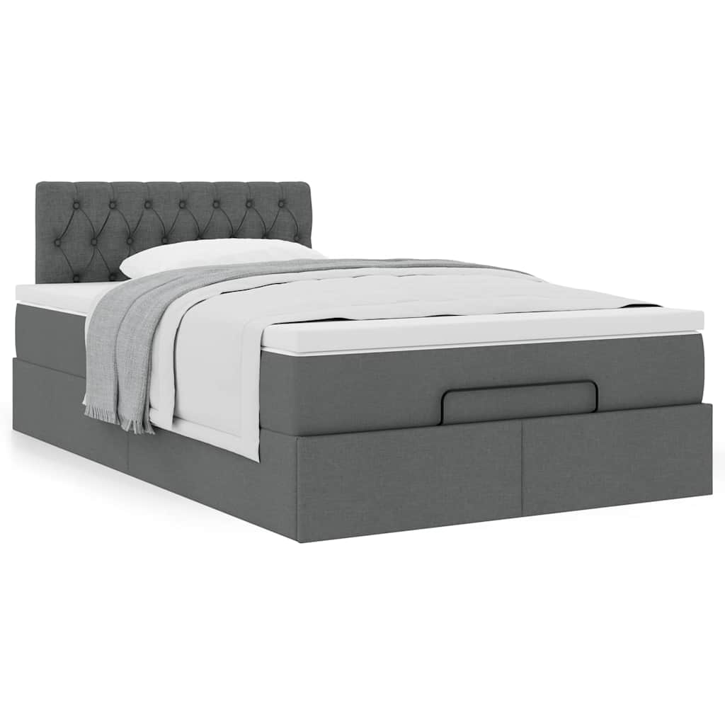 vidaXL Lit ottoman avec matelas gris foncé 120x190 cm tissu