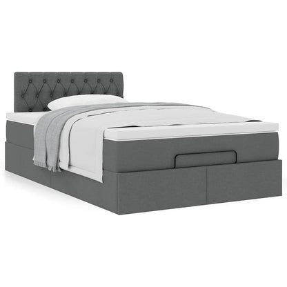 vidaXL Lit ottoman avec matelas gris foncé 120x190 cm tissu