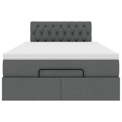 Ottoman-Bett mit Matratze Dunkelgrau 120x190 cm Stoff