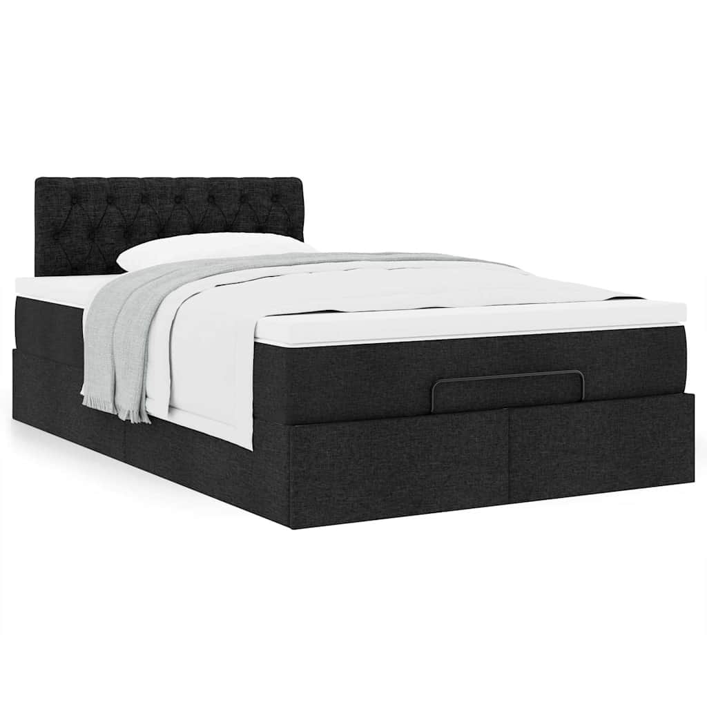 vidaXL Ottoman-Bett mit Matratze Schwarz 120x190 cm Stoff