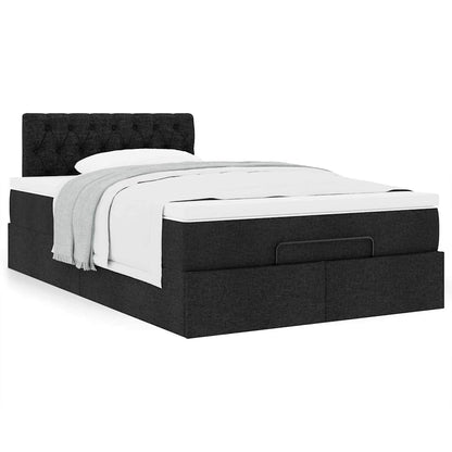vidaXL Ottoman-Bett mit Matratze Schwarz 120x190 cm Stoff