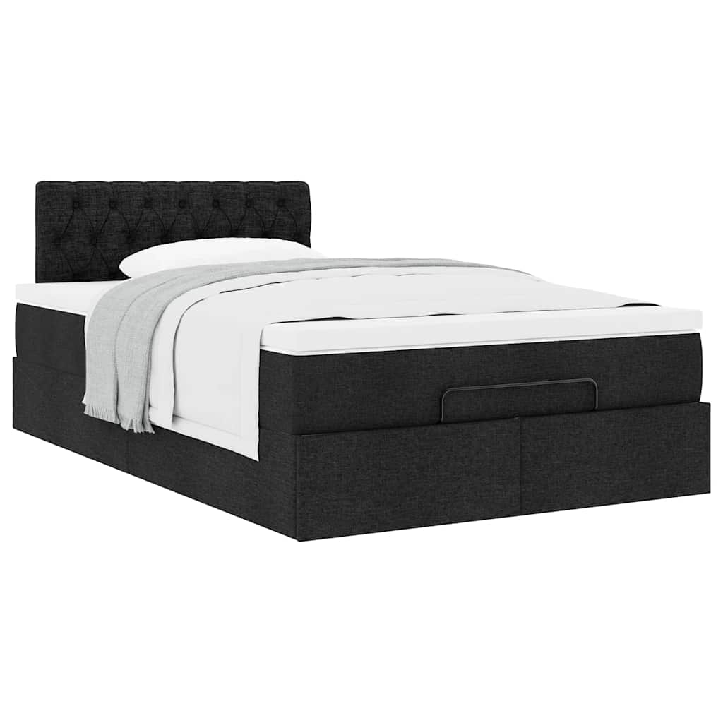 vidaXL Ottoman-Bett mit Matratze Schwarz 120x190 cm Stoff