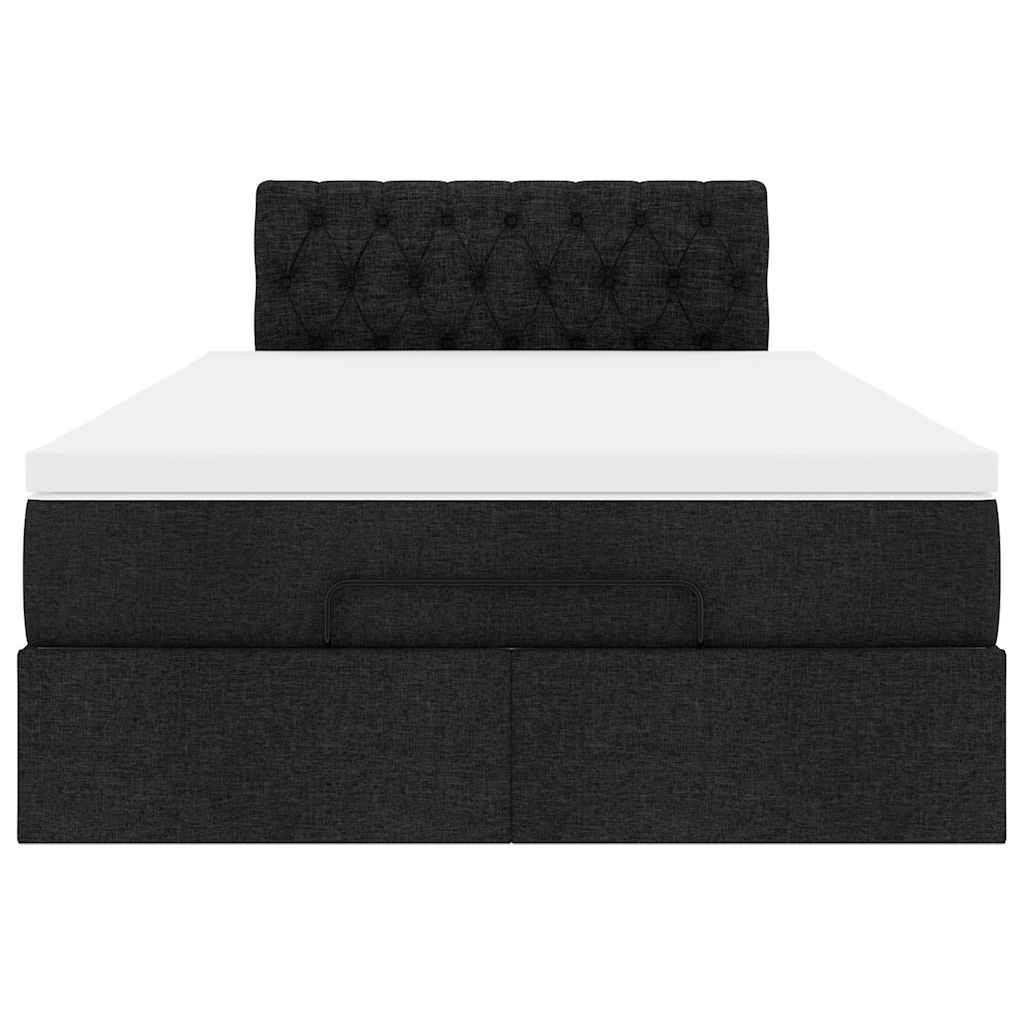 vidaXL Ottoman-Bett mit Matratze Schwarz 120x190 cm Stoff