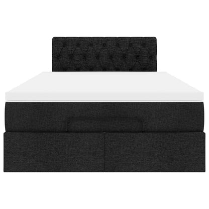 vidaXL Ottoman-Bett mit Matratze Schwarz 120x190 cm Stoff