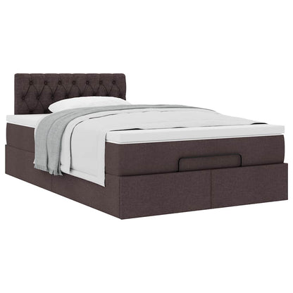 vidaXL Lit ottoman avec matelas Marron foncé 120x190 cm Tissu