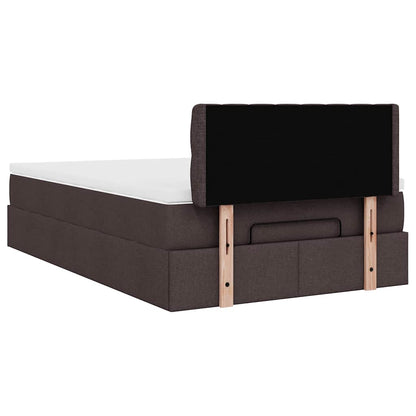 vidaXL Lit ottoman avec matelas Marron foncé 120x190 cm Tissu