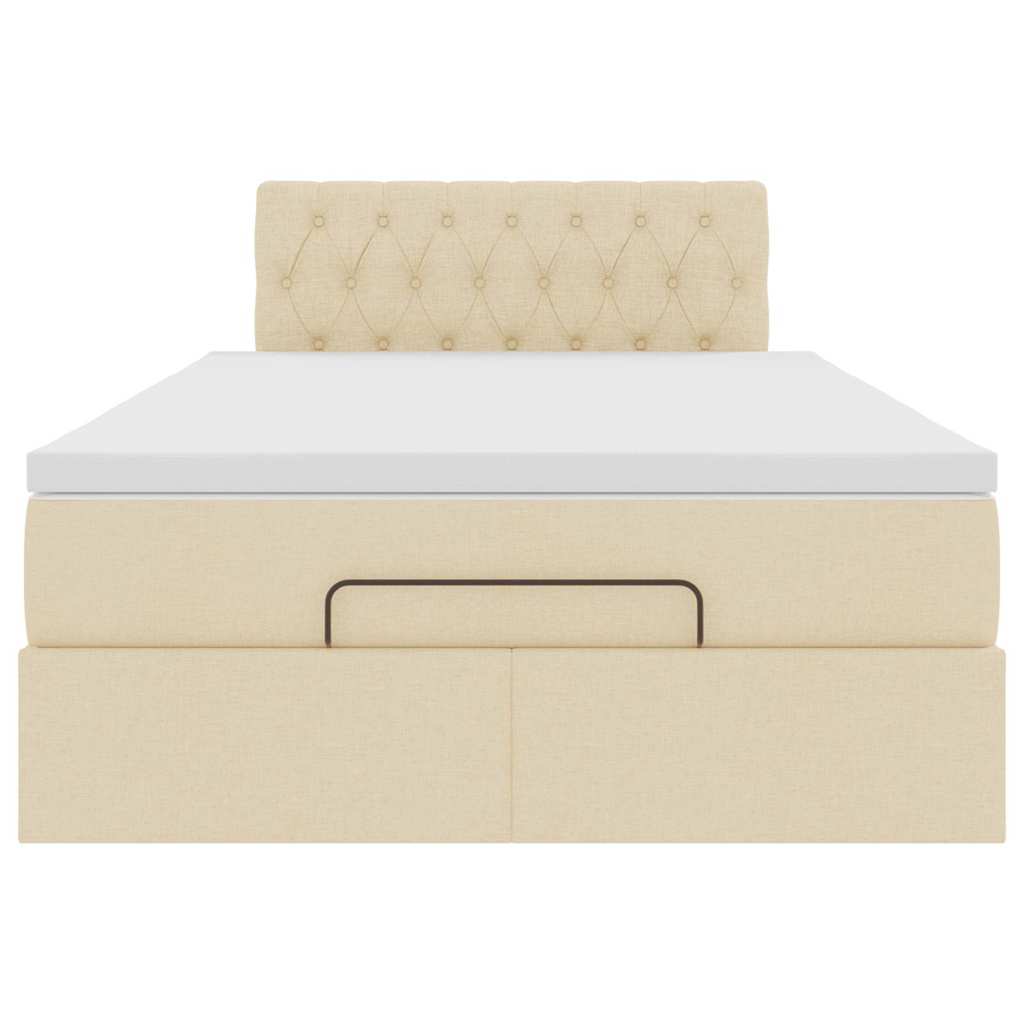 vidaXL Ottoman-Bett mit Matratze Creme 120x190 cm Stoff
