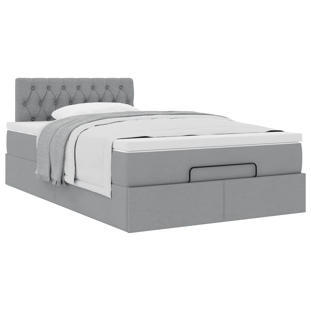 vidaXL Lit ottoman avec matelas Gris clair 120x200 cm Tissu