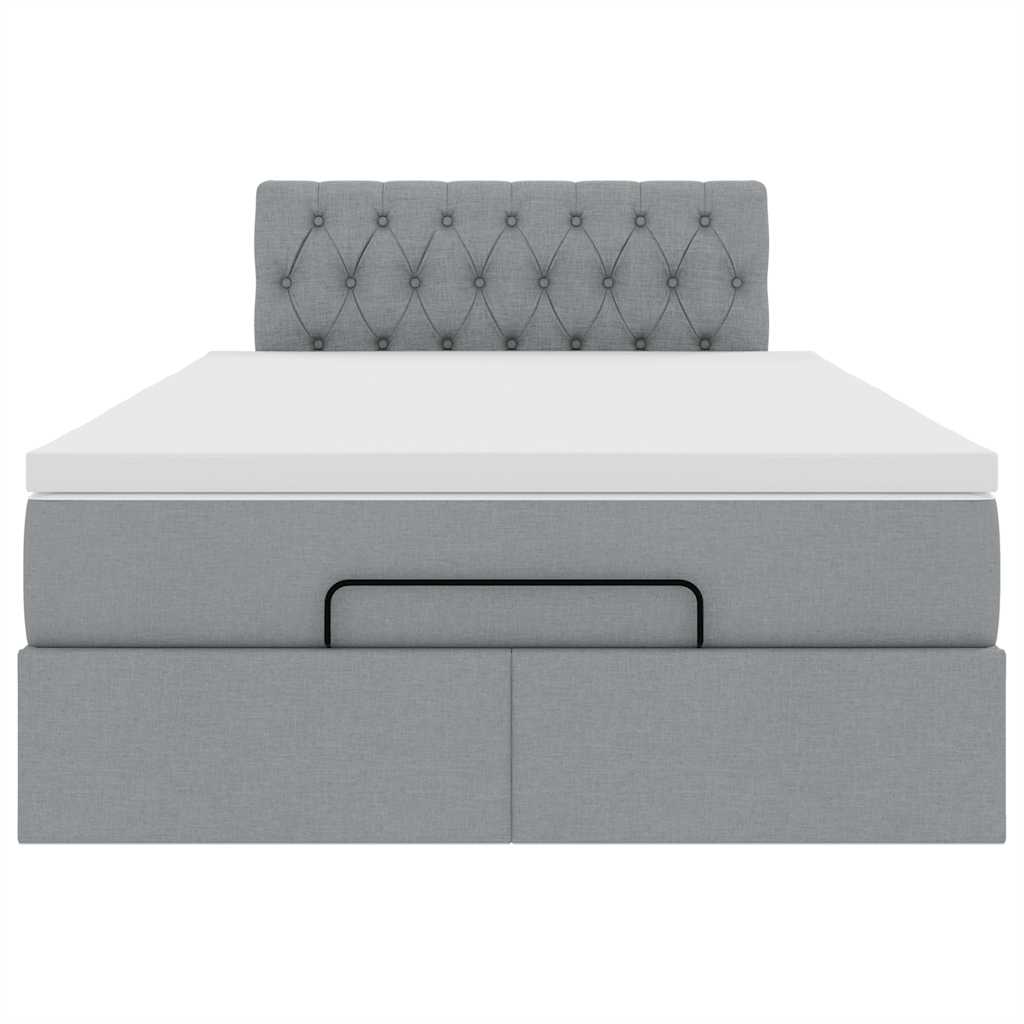 vidaXL Lit ottoman avec matelas Gris clair 120x200 cm Tissu