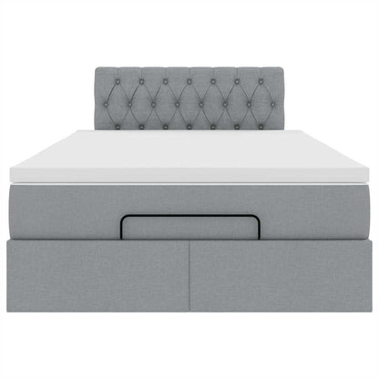 vidaXL Lit ottoman avec matelas Gris clair 120x200 cm Tissu