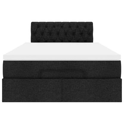 vidaXL Lit ottoman avec matelas Noir 120x200 cm Tissu