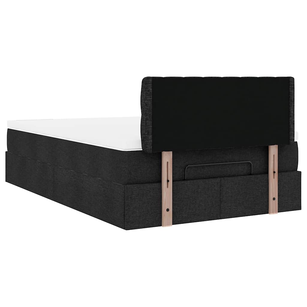vidaXL Lit ottoman avec matelas Noir 120x200 cm Tissu
