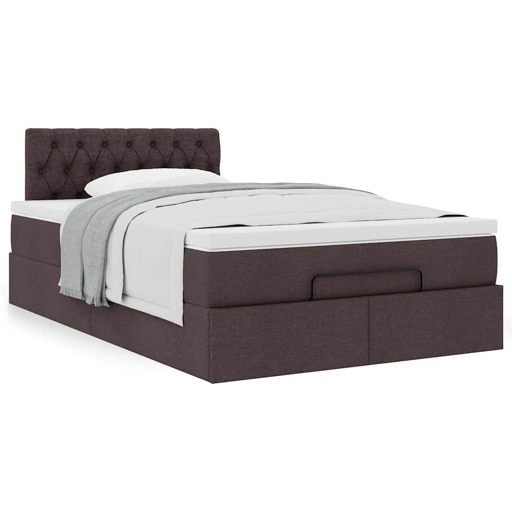 vidaXL Ottoman-Bett mit Matratze Dunkelbraun 120x200 cm Stoff