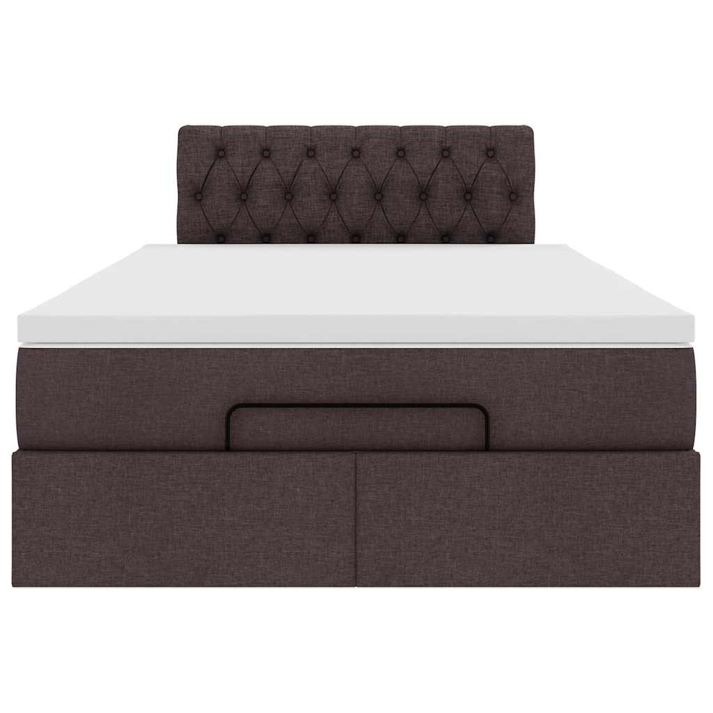 vidaXL Ottoman-Bett mit Matratze Dunkelbraun 120x200 cm Stoff
