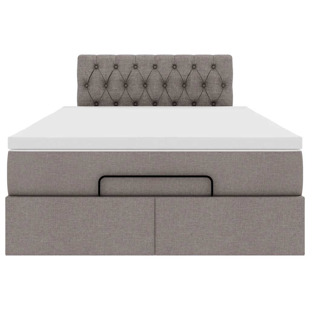 vidaXL Ottoman-Bett mit Matratze Taupe 120x200 cm Stoff