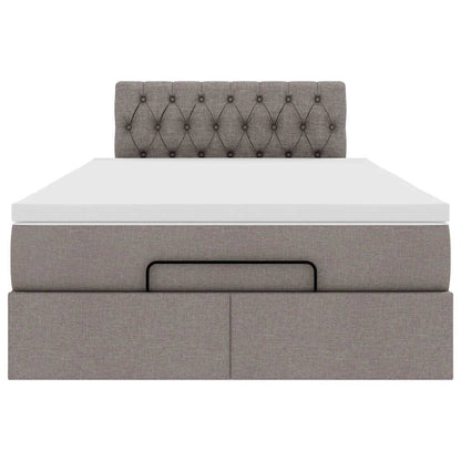 vidaXL Ottoman-Bett mit Matratze Taupe 120x200 cm Stoff
