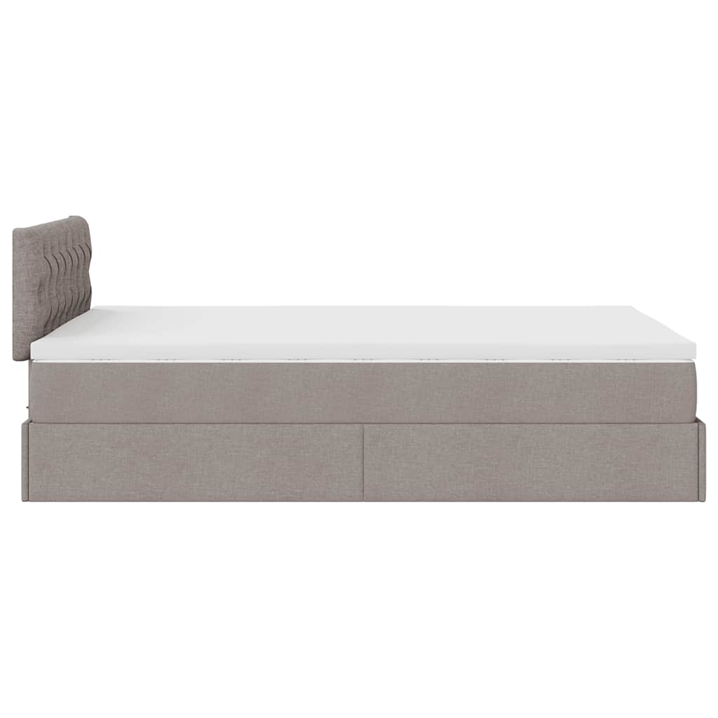 vidaXL Ottoman-Bett mit Matratze Taupe 120x200 cm Stoff