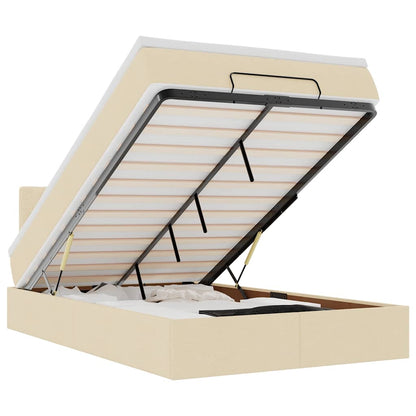 Ottoman-Bett mit Matratze Creme 120x200 cm Stoff