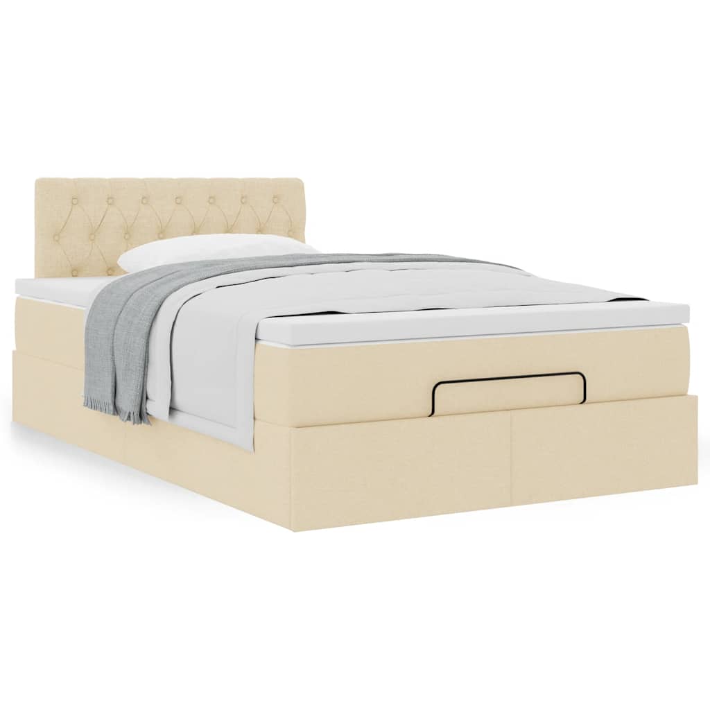 vidaXL Ottoman-Bett mit Matratze Creme 120x200 cm Stoff