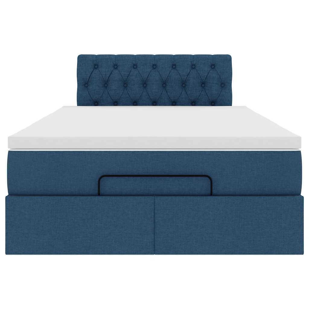 vidaXL Ottoman-Bett mit Matratze Blau 120x200 cm Stoff
