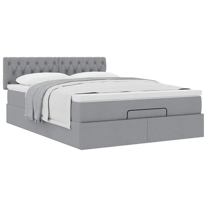 vidaXL Ottoman-Bett mit Matratze Hellgrau 140x190 cm Stoff