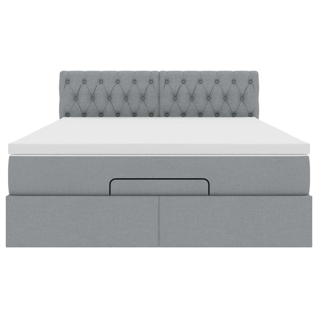 vidaXL Ottoman-Bett mit Matratze Hellgrau 140x190 cm Stoff
