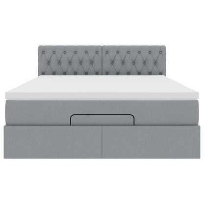 vidaXL Ottoman-Bett mit Matratze Hellgrau 140x190 cm Stoff