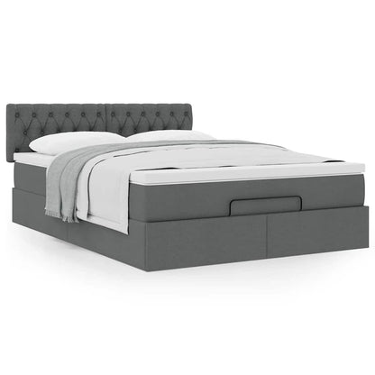 vidaXL Ottoman-Bett mit Matratze Dunkelgrau 140x190 cm Stoff