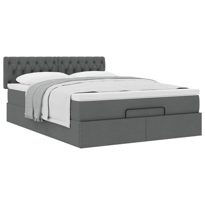 vidaXL Ottoman-Bett mit Matratze Dunkelgrau 140x190 cm Stoff