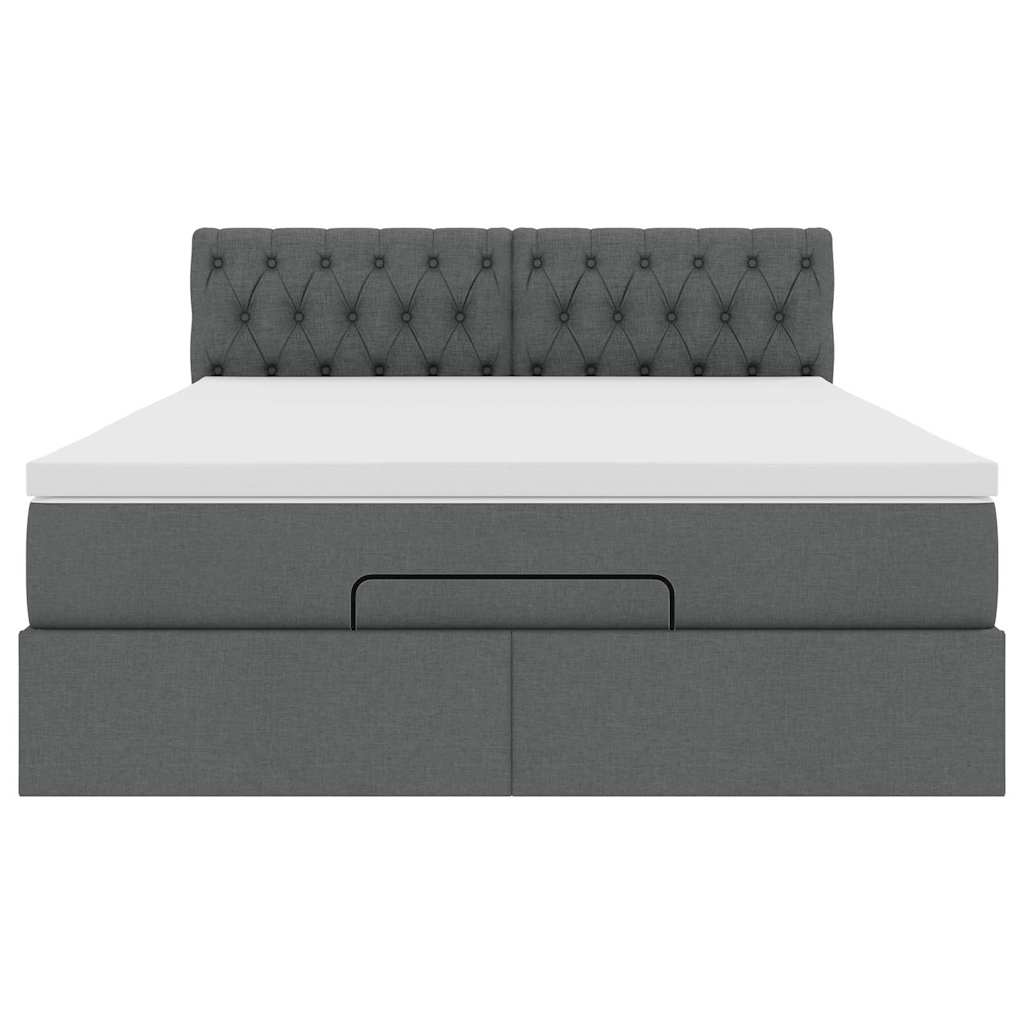 vidaXL Ottoman-Bett mit Matratze Dunkelgrau 140x190 cm Stoff