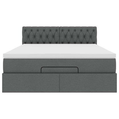 vidaXL Ottoman-Bett mit Matratze Dunkelgrau 140x190 cm Stoff