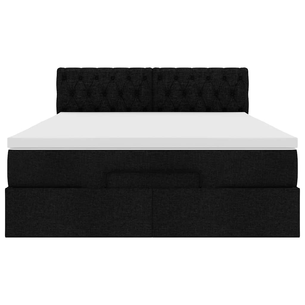 vidaXL Ottoman-Bett mit Matratze Schwarz 140x190 cm Stoff