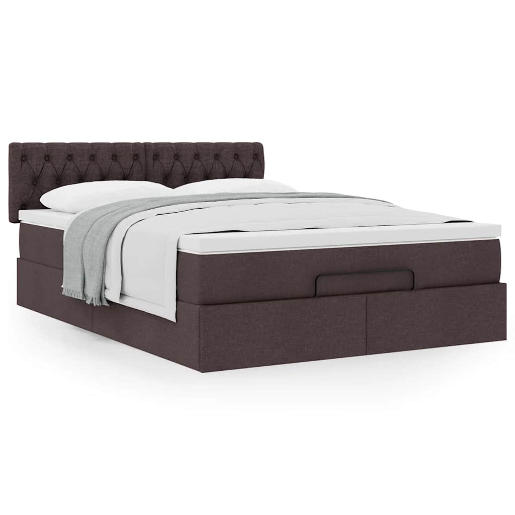 vidaXL Ottoman-Bett mit Matratze Dunkelbraun 140x190 cm Stoff