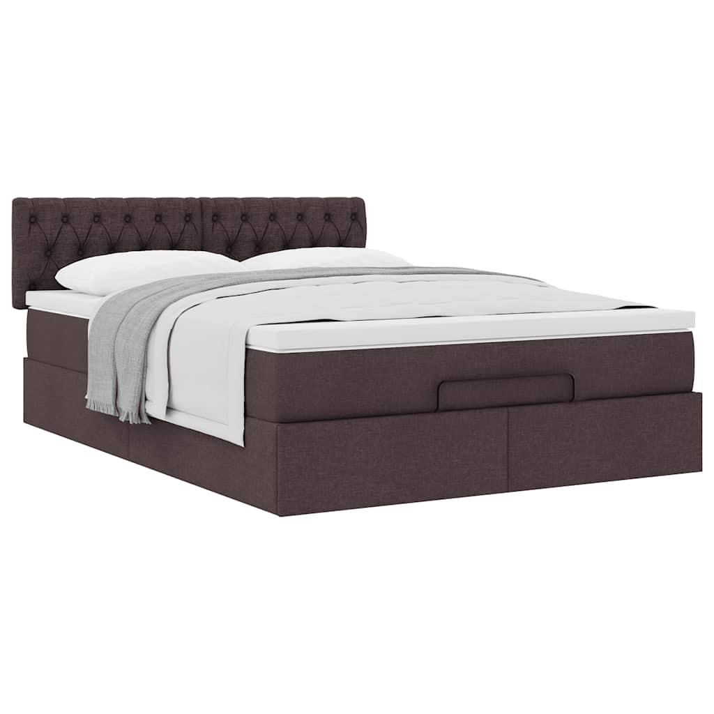vidaXL Ottoman-Bett mit Matratze Dunkelbraun 140x190 cm Stoff