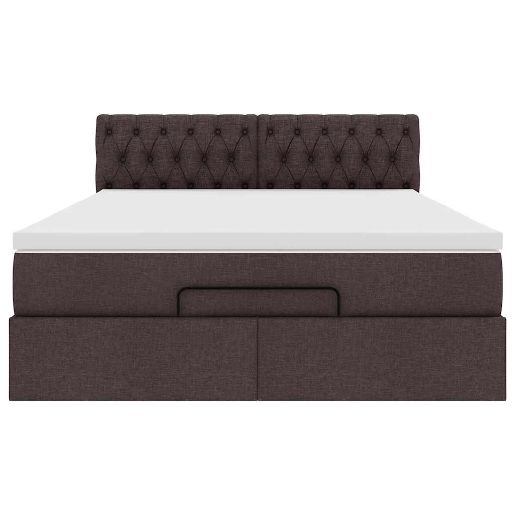 vidaXL Ottoman-Bett mit Matratze Dunkelbraun 140x190 cm Stoff