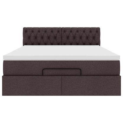 vidaXL Ottoman-Bett mit Matratze Dunkelbraun 140x190 cm Stoff