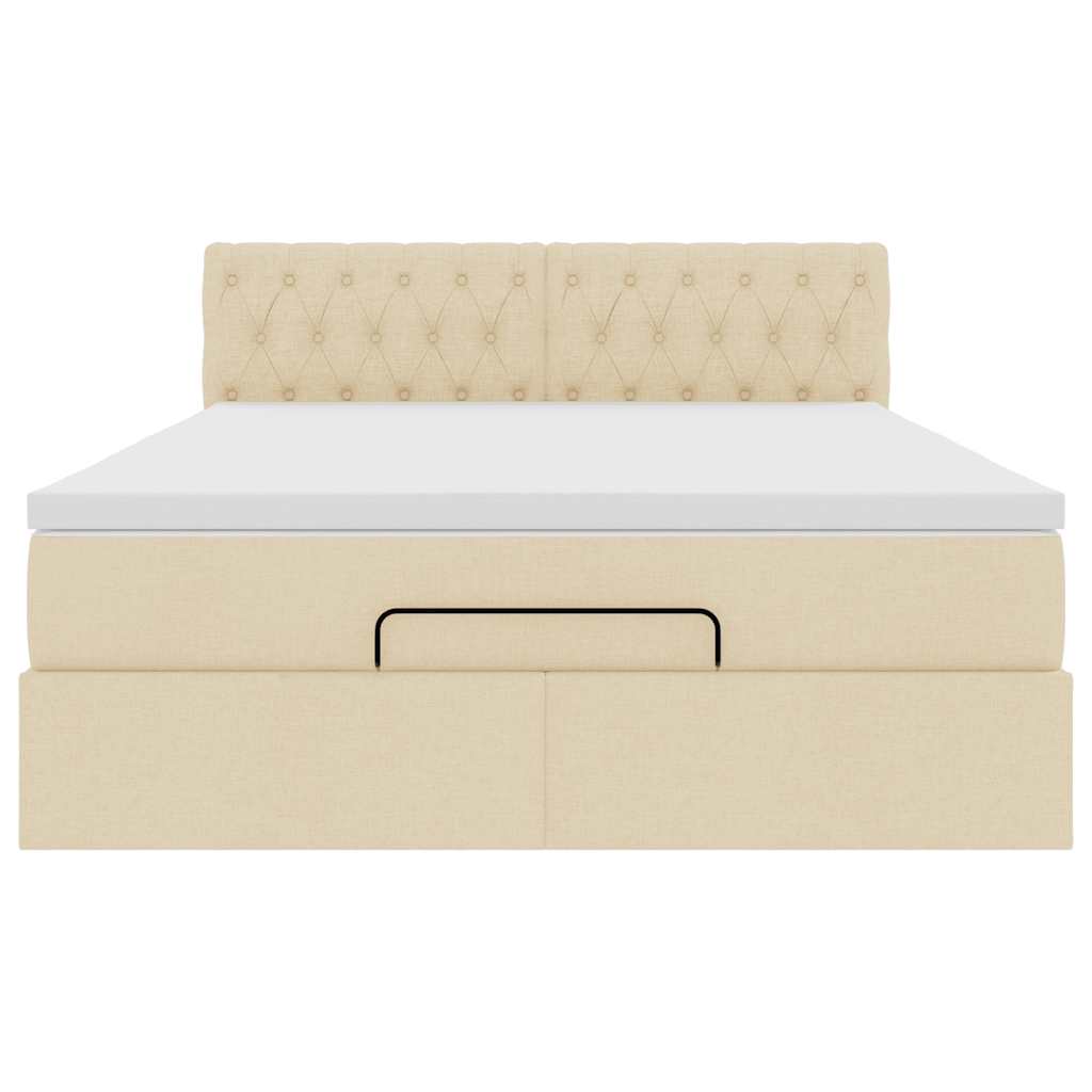 vidaXL Ottoman-Bett mit Matratze Creme 140x190 cm Stoff