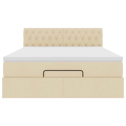 vidaXL Ottoman-Bett mit Matratze Creme 140x190 cm Stoff