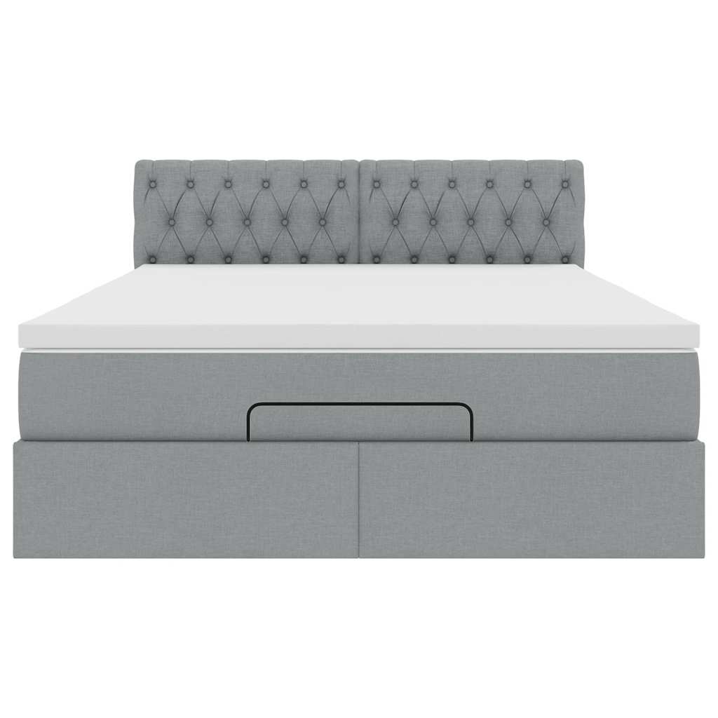 vidaXL Ottoman-Bett mit Matratze Hellgrau 140x200 cm Stoff