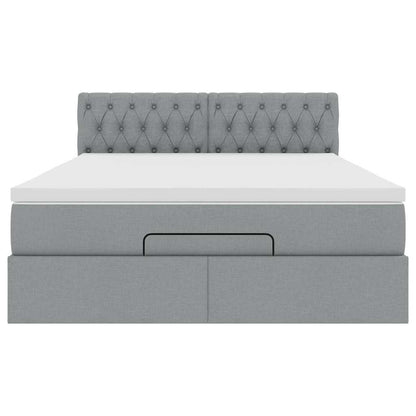 vidaXL Ottoman-Bett mit Matratze Hellgrau 140x200 cm Stoff