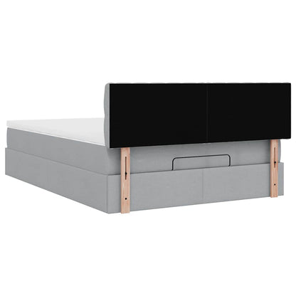 vidaXL Ottoman-Bett mit Matratze Hellgrau 140x200 cm Stoff
