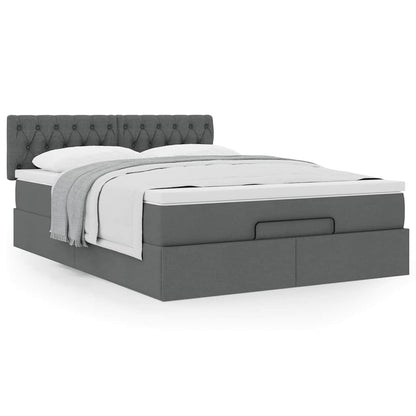 vidaXL Lit ottoman avec matelas Tissu gris foncé 140x200 cm