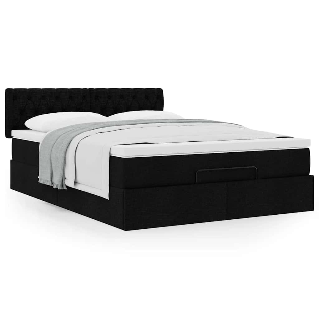 vidaXL Lit ottoman avec matelas Noir 140x200 cm Tissu
