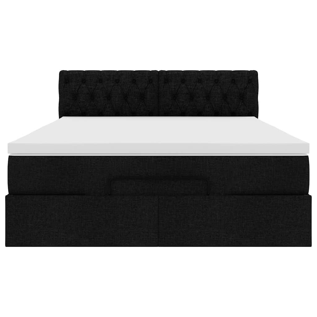 vidaXL Lit ottoman avec matelas Noir 140x200 cm Tissu
